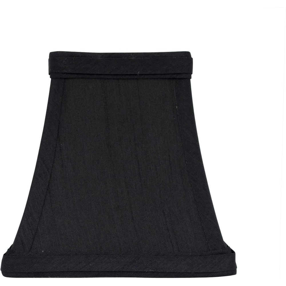Square 5-inch Softback Bell Chandelier Lamp Shade, Black, Faux Silk, Clip On