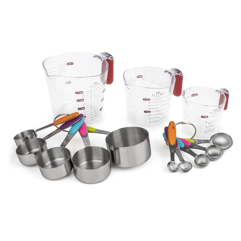 Elitra Home Measuring Cups and Spoons 13 Piece Set - 1" x 7.9" x 6.75" - 1" x 7.9" x 6.75" - Clear and Silver