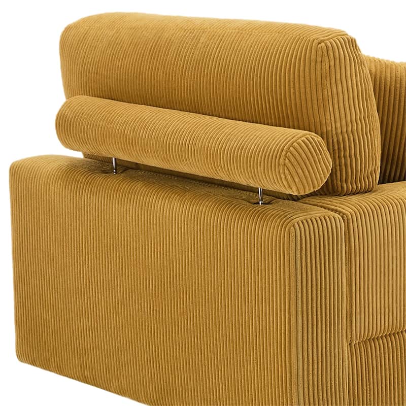 Modern L-Shaped Corduroy Modular Sectional Couch Sofa with Pillows