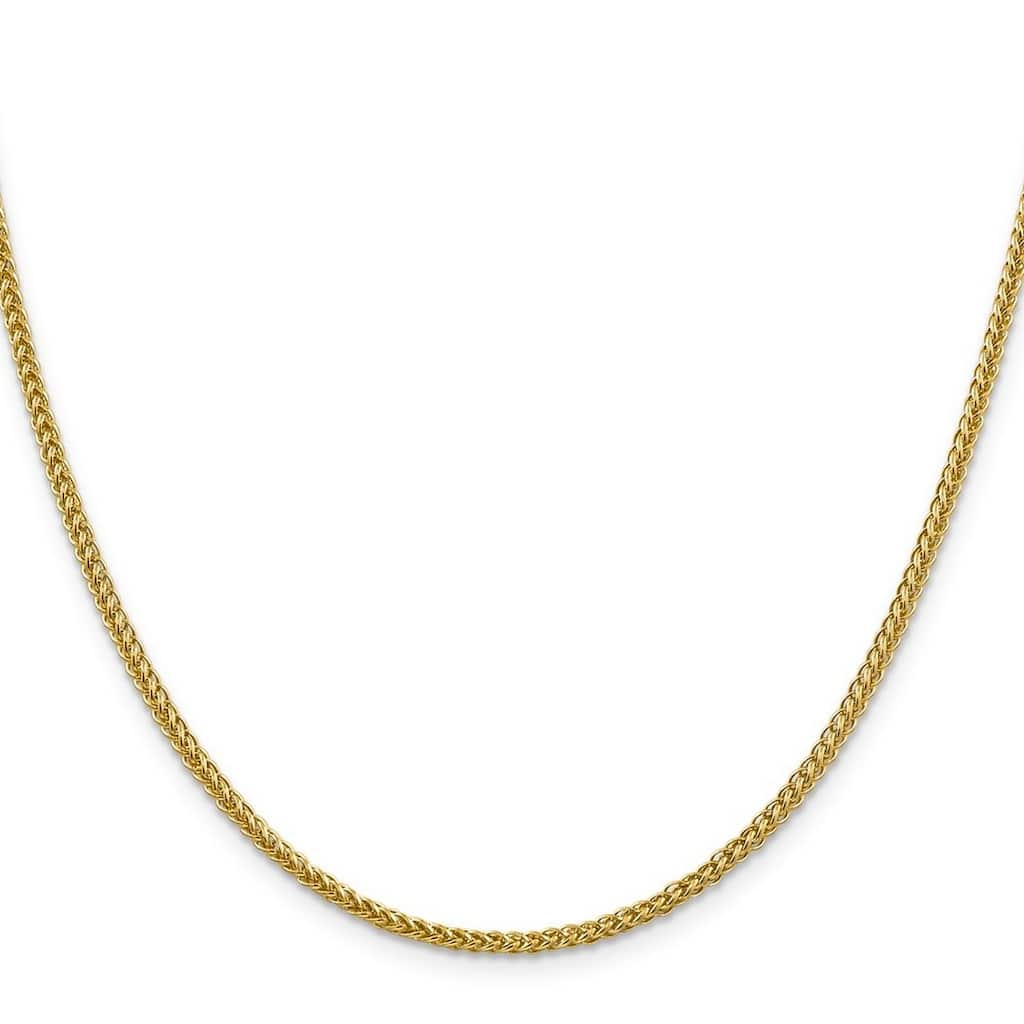 Curata 14k Yellow Gold 2.35mm Semi-solid Triple-wire Wheat Chain Necklace Options: 16 18