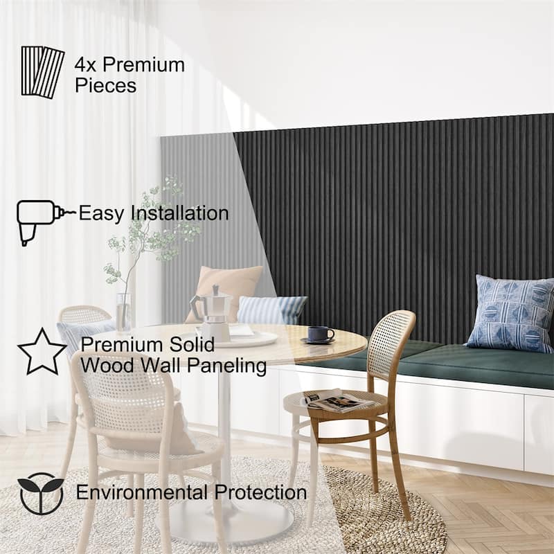 4 Packs Solid Wood Panels for Wall,Acoustic Wood Slat Wall Panels