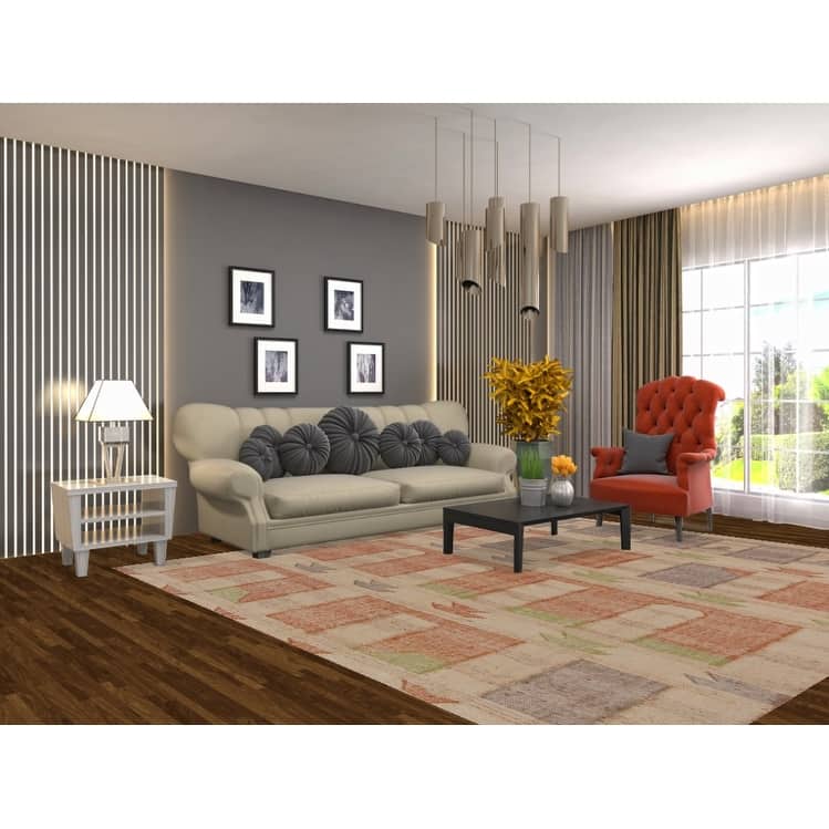 Hand Woven Oriental 100% Jute Carpet Southwestern Modern Beige & Ivories Kilim Area Rug - 9' 7'' X 8' 9''