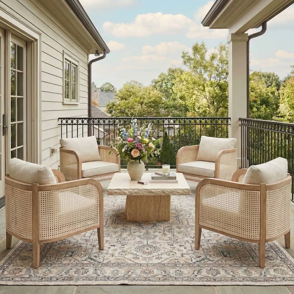 Christopher Knight Home - Isabella Outdoor Patio Acacia Wood Wicker Armchair with Cushions