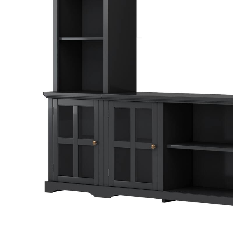 Minimalist TV Console for 80-Inch TVs, Media Center with Curved Corners and Golden Legs
