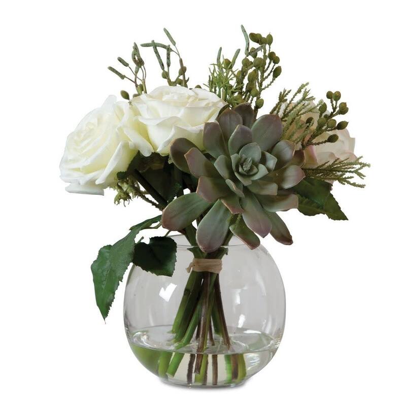 Uttermost 60182 Belmonte 13" Tall Glass Faux Flora Planter - Clear