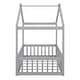preview thumbnail 16 of 26, Twin Size House Bed Frame with Fence and Roof, Kids Playhouse Design