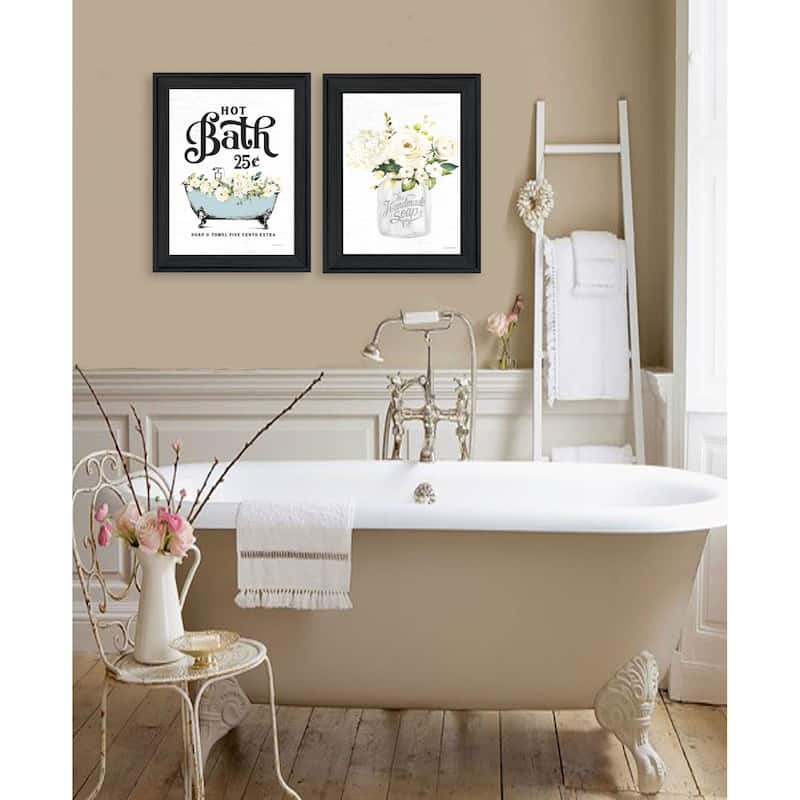 Trendy Decor 4U "Hot Bath & Homemade Soap" Printed Framed Wall Art by Lettered & Lined