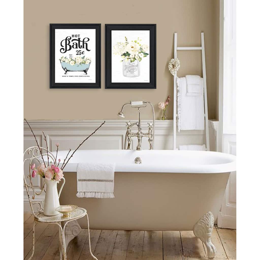 Trendy Decor 4U "Hot Bath & Homemade Soap" Printed Framed Wall Art by Lettered & Lined