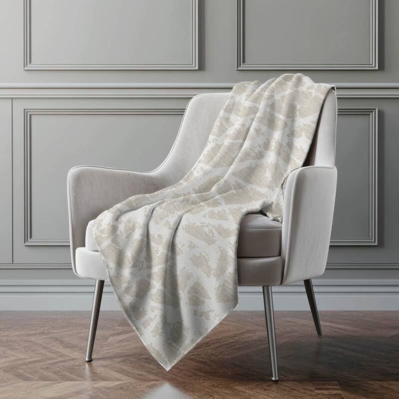 Premium Machine Washable Sherpa Casual Contemporary Throw Blanket - Beige - 4'2" x 5'10"