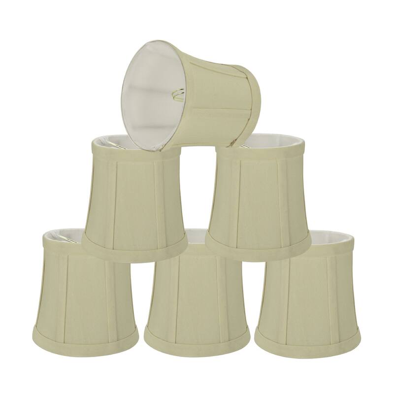 Aspen Creative Bell Chandelier Clip-On Lamp Shade (6 Pack), Beige, (4" x 5" x 5")