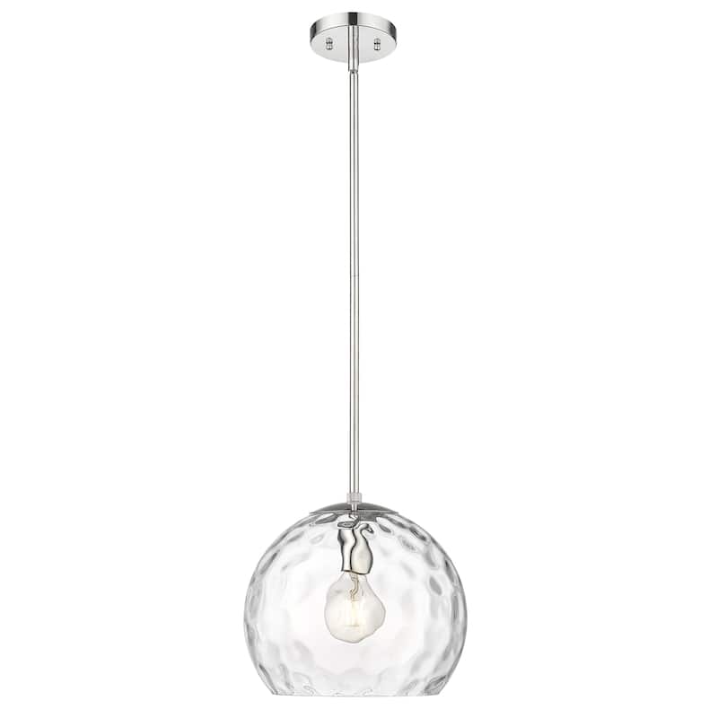 Mackenzie 1-light Polished Nickel Pendant w/ Rippled Water Glass