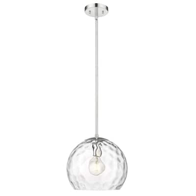 Mackenzie 1-light Polished Nickel Pendant w/ Rippled Water Glass