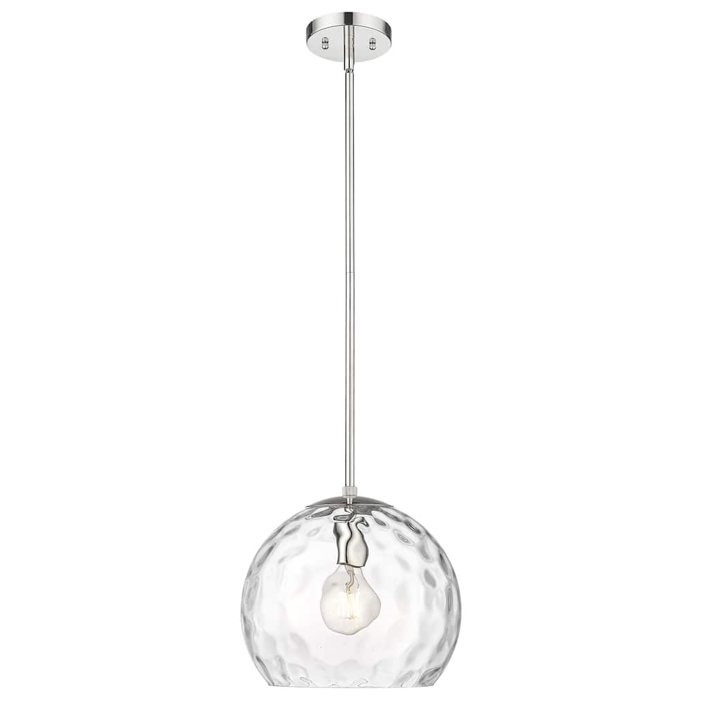 Mackenzie 1-light Polished Nickel Pendant w/ Rippled Water Glass