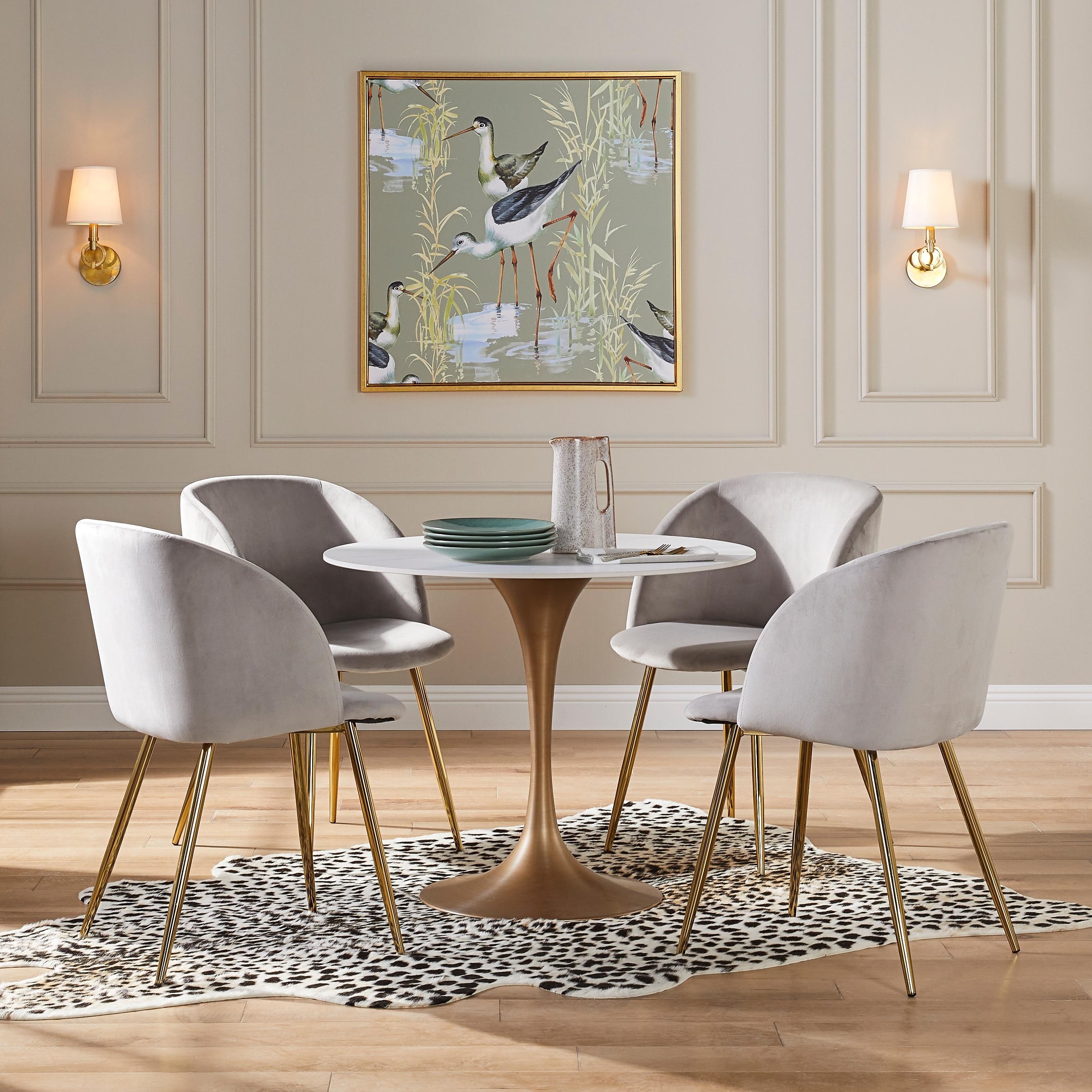 JASIWAY Modern Faux Marble Dining Table with Iron Base