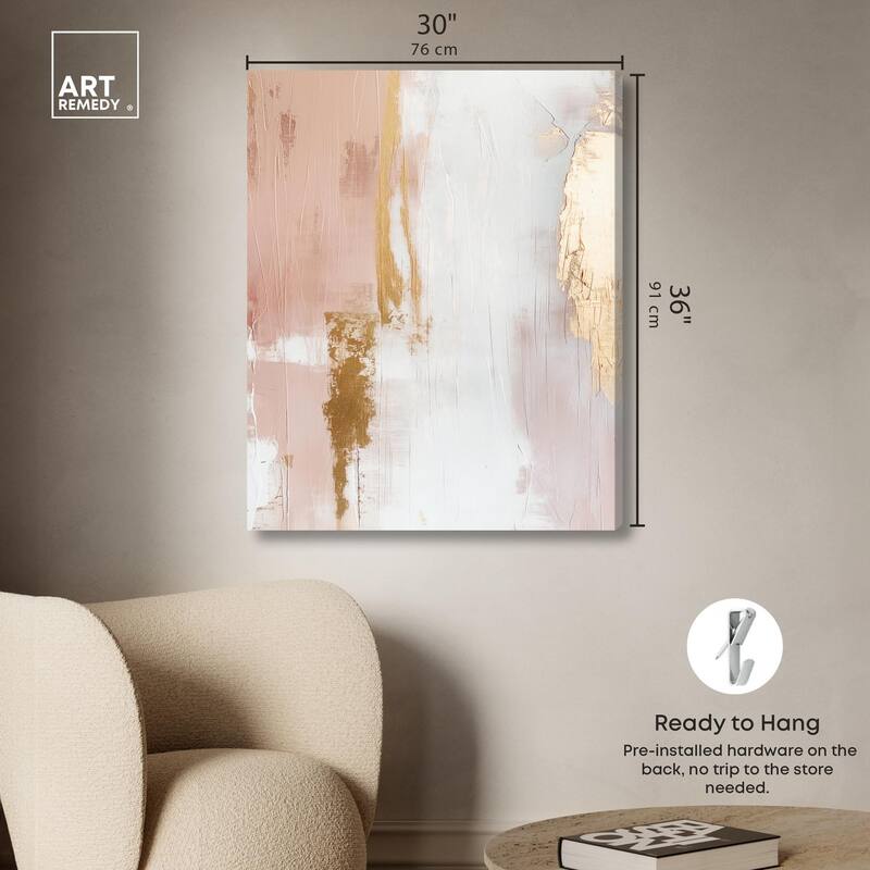Golden Glow on Pink Canvas by Art Remedy, Gallery Wrapped