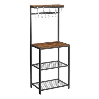 Hugh 57 Inch Baker Rack Kitchen Shelves, Microwave Stand, 12 Hooks ...
