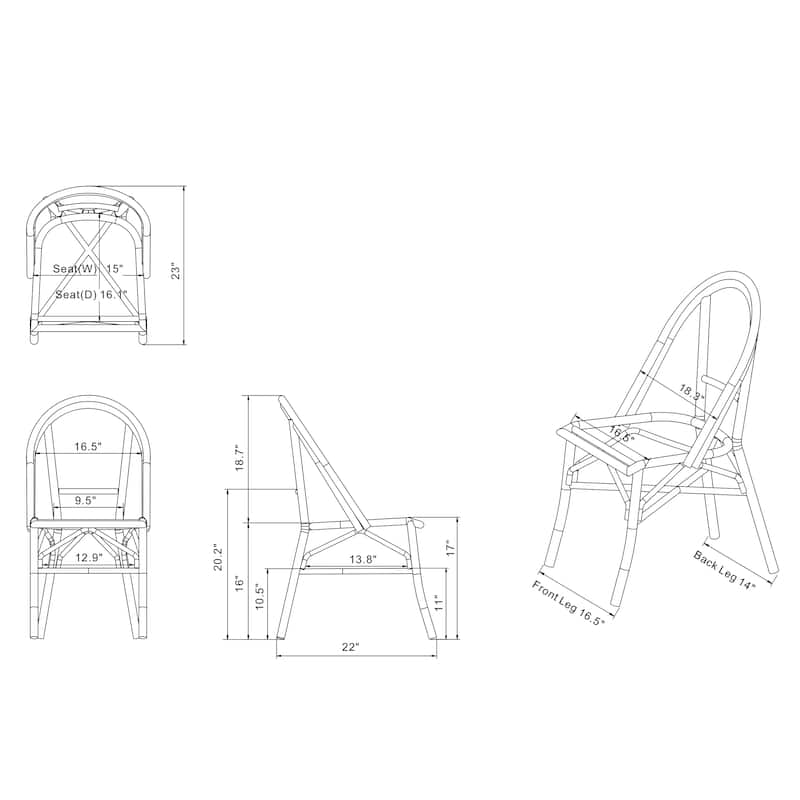 Irene French Chevron Wicker Patio Dining Chairs by Furniture of America