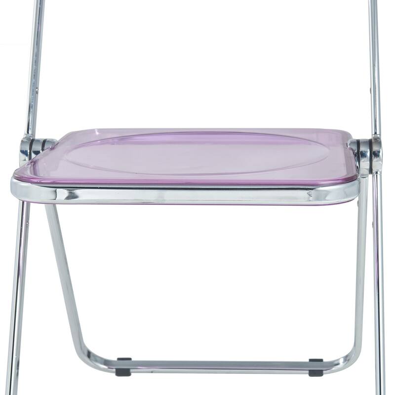 Acrylic Folding Dining Chair with Chrome Frame Set of 4 Lawrence Series by LeisureMod
