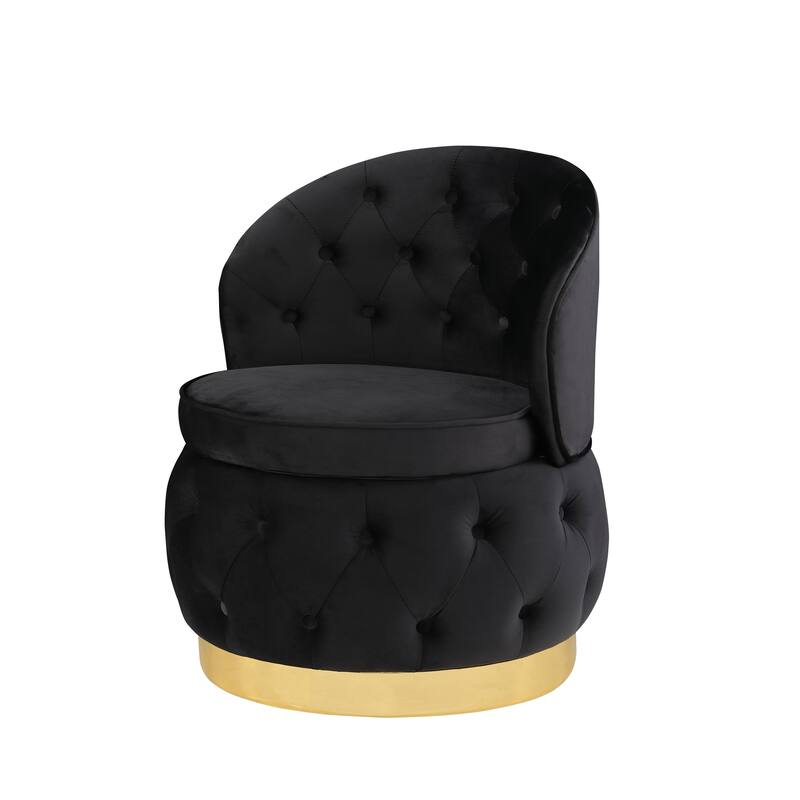 25.2" Velvet Swivel Barrel Chair with Storage