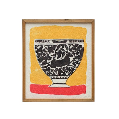 Wood Framed Painted Bowl Wall Art