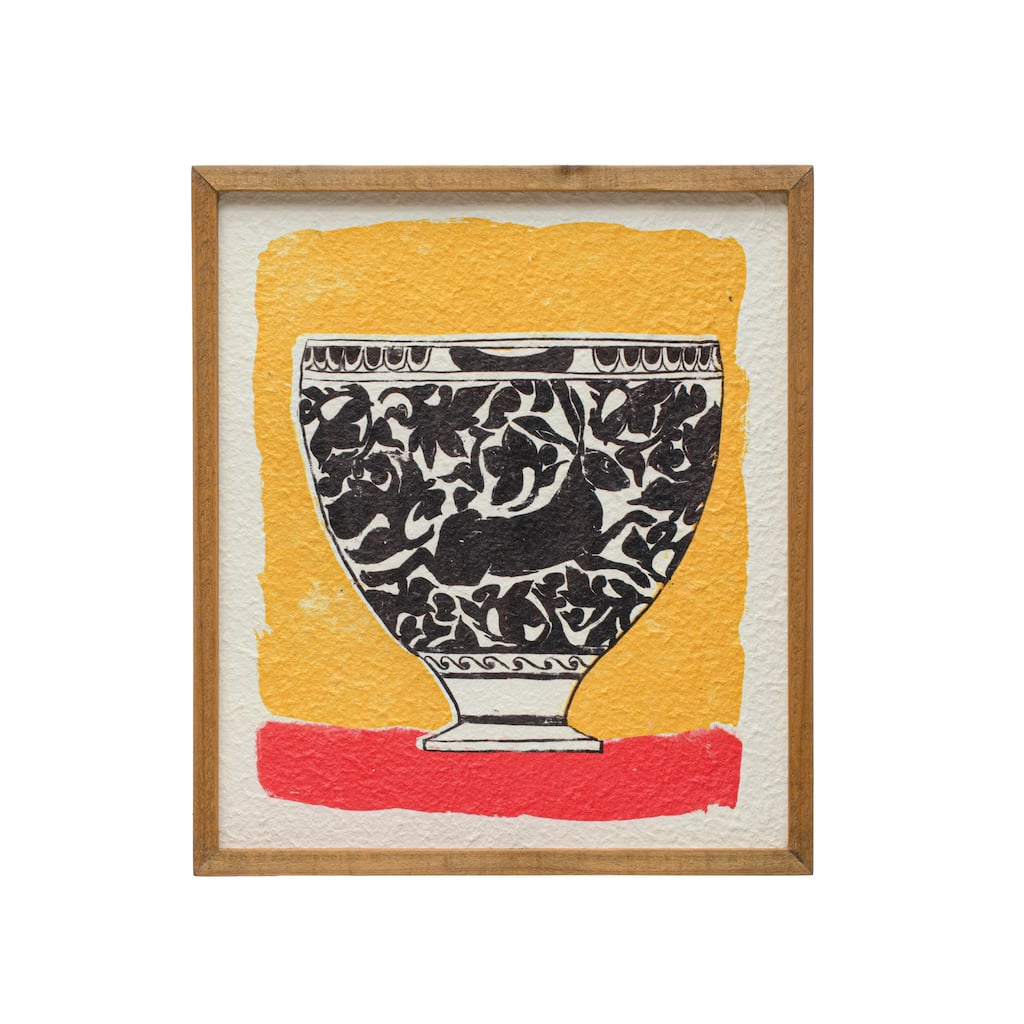 Wood Framed Painted Bowl Wall Art