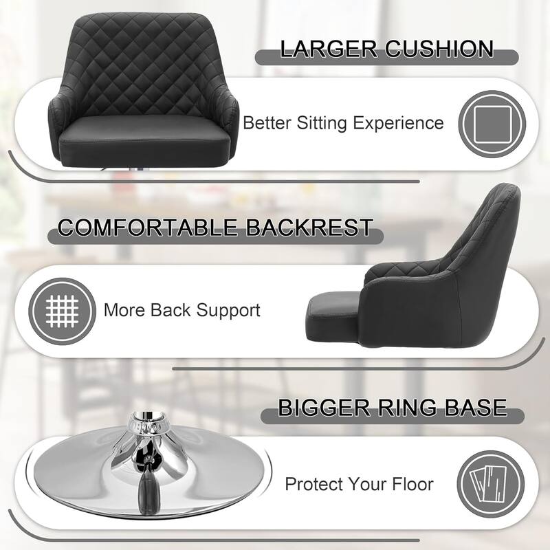 Javlergo 4-Pack Adjustable Bar Stools 24.4" to 32.7" Height Range with Footrest & Diamond Quilted Half-Back Counter Stools Set