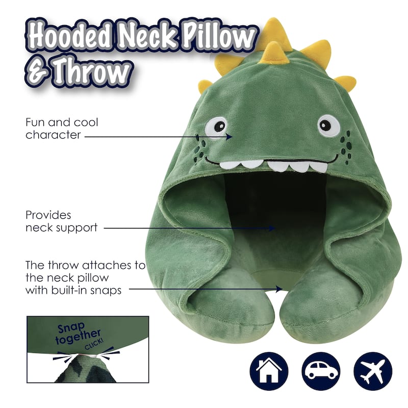 3D Animal Hooded Neck Pillow and Throw Set for Kids