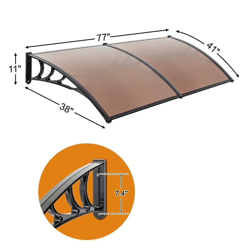 39" 78" Door & Window Rain Snow Brown & Black Bracket
