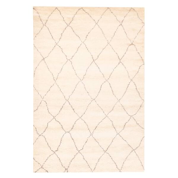 slide 2 of 9, ECARPETGALLERY Hand-knotted Tangier Cream Wool Rug - 6'8 x 9'9