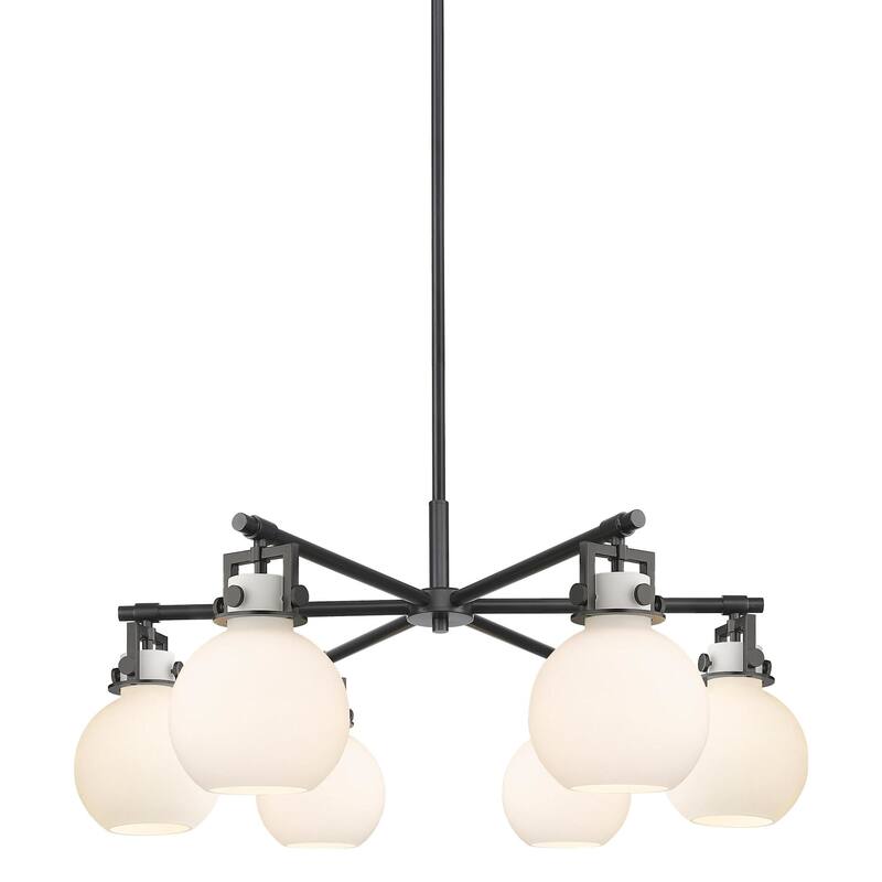 Innovations Lighting 411-6CR-16-26 Newton Sphere Chandelier Newton - Matte Black / White