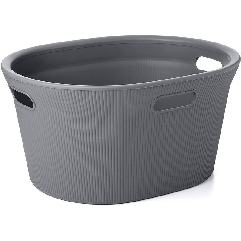 1 Bu / 35 L Ribbed Laundry Basket - Capacity: 35l - Capacity: 35l - Grey
