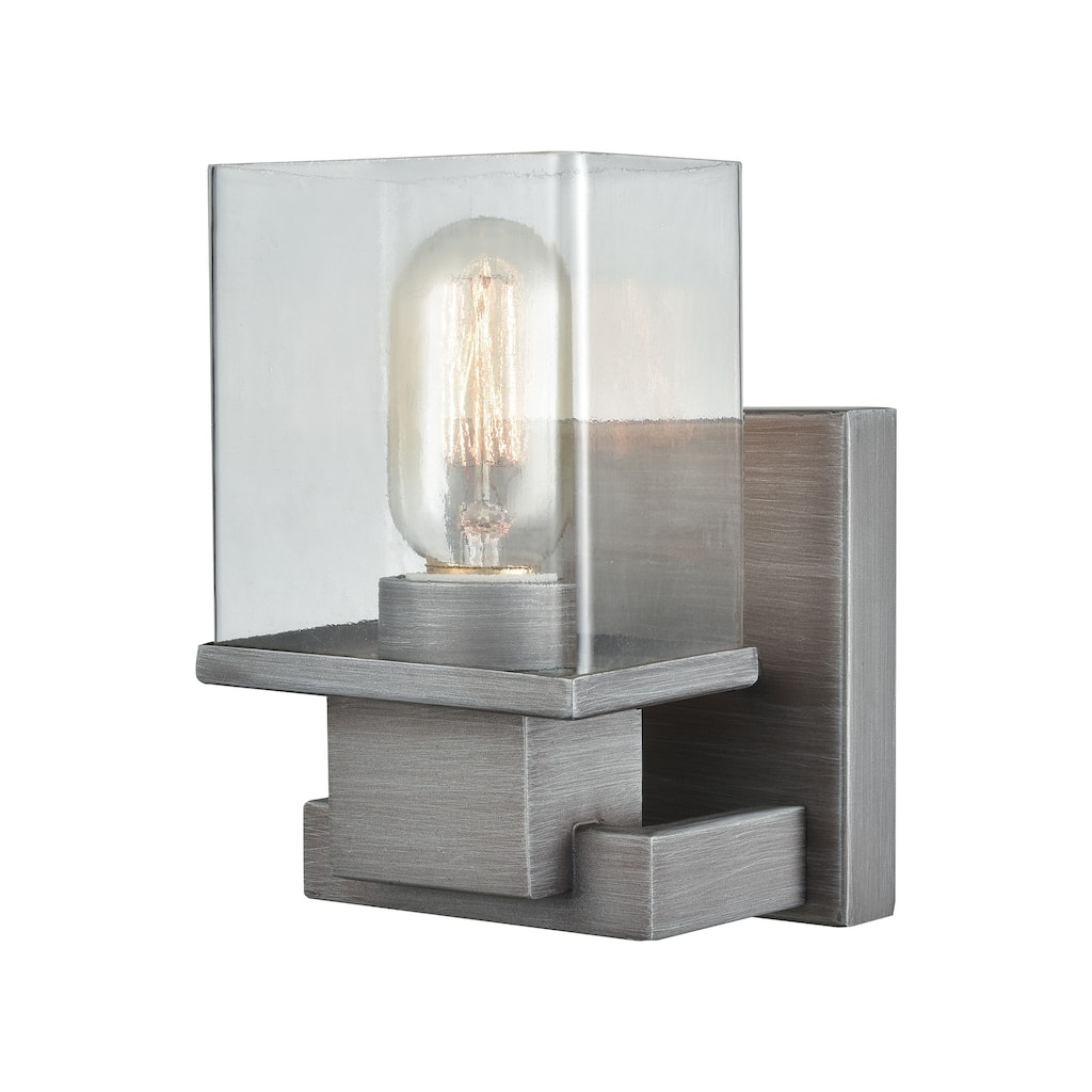 Elk Home Hotelier Weathered Zinc Glass Vanity Light