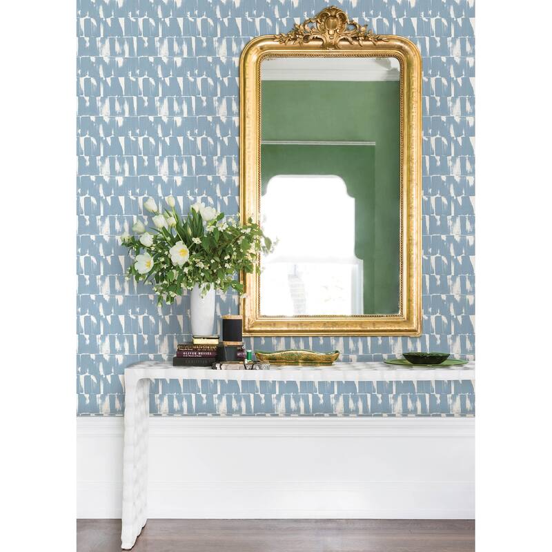 A-Street Prints Bancroft Blue Artistic Stripe Wallpaper