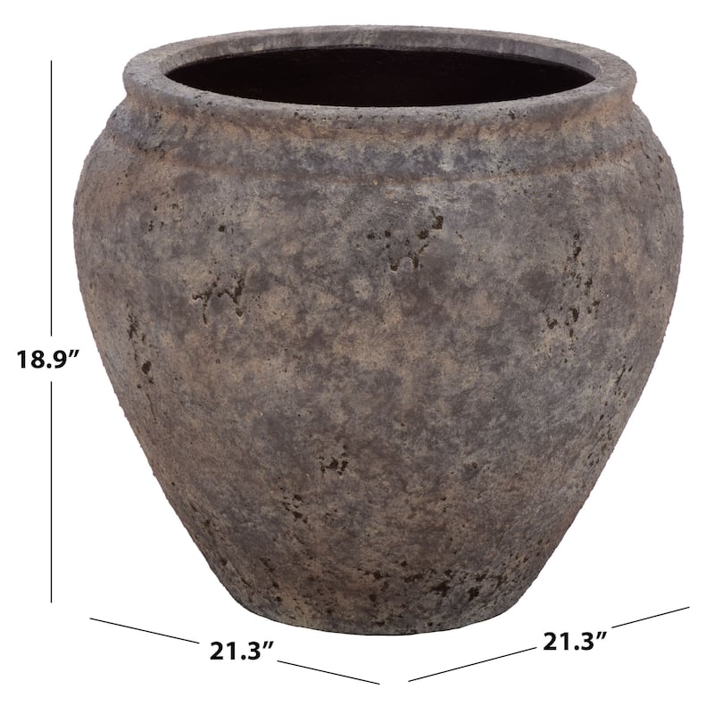 SAFAVIEH Outdoor Patio Furniture Ramsey Large Planter Pot with Drainage - 21"W x 21"D x 19"H