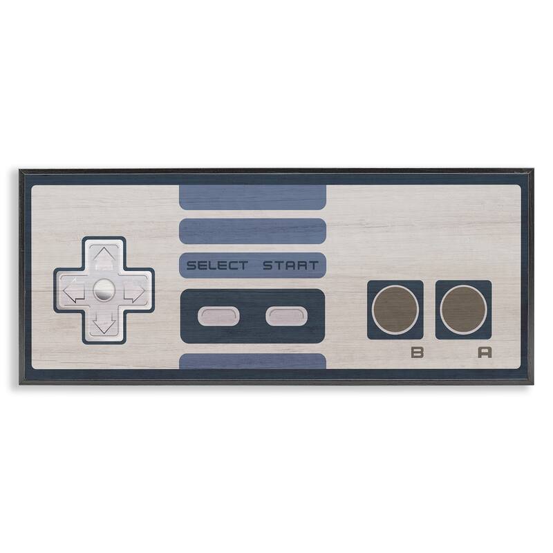 Stupell Vintage Video Game Entertainment System Classic Controller Blue Framed Wall Art - 24 x 10 - Black