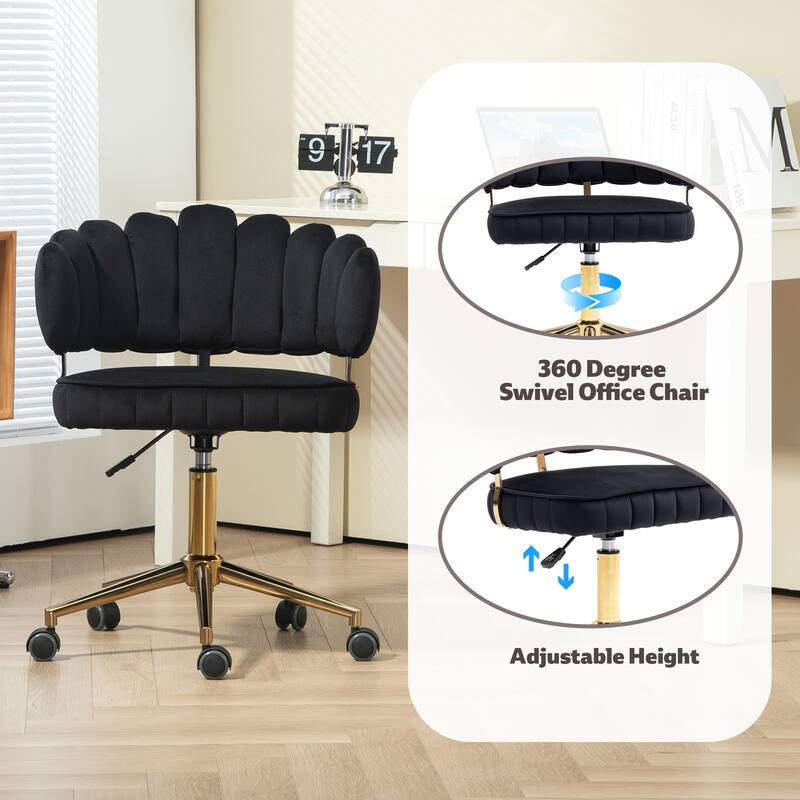 Roomfitters Velvet Swivel Home Office Desk Chair with Wheels, Height Adjustable Modern Task Chair for Study or Work