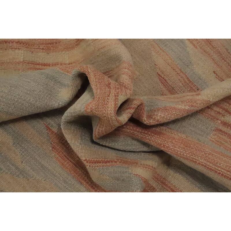 Hand Woven Oriental 100% Wool Carpet Southwestern Modern Oranges & Rust Kilim Area Rug - 7' 10'' X 4' 9''