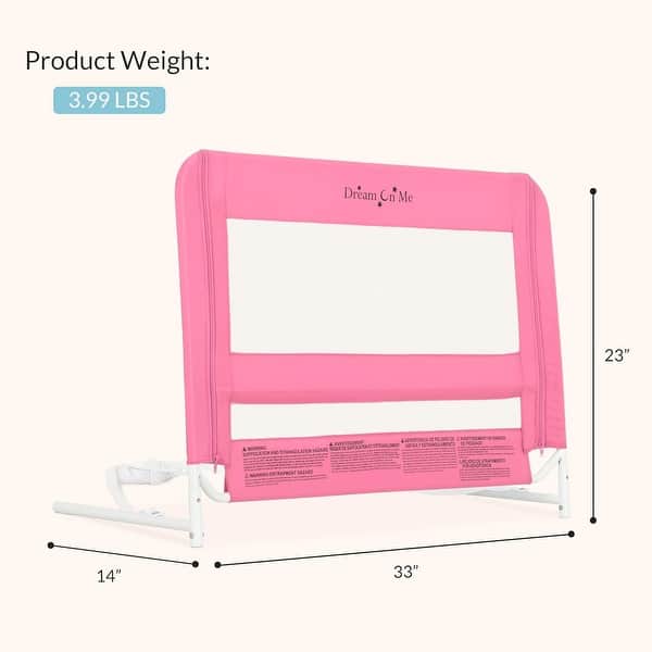 dimension image slide 0 of 5, Dream On Me Lightweight Mesh Security Adjustable Bed Rail for Toddler