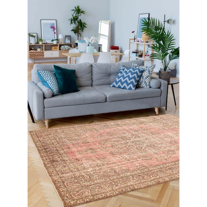 ECARPETGALLERY Hand-knotted Antalya Vintage Salmon Wool Rug - 8'2 x 10'11