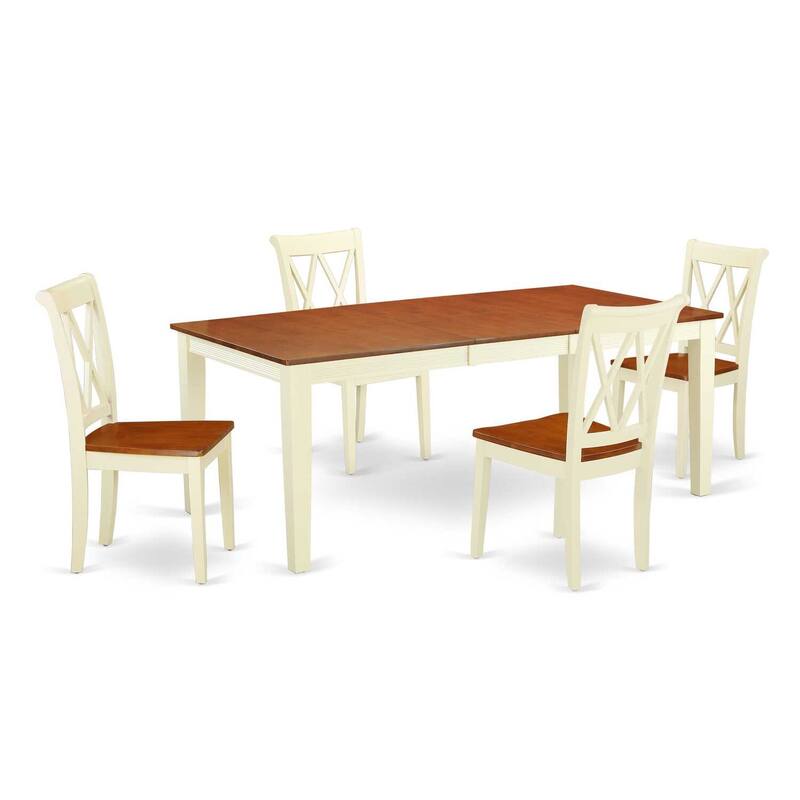 Victorian Dining Set 5pc Rectangular Table & 4 Chairs - 60/78 Inch Extendable