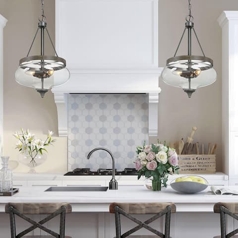 Farmhouse 3-light Glass Ceiling Pendant Lights Chandeliers for Kitchen Island Dining, Living Room