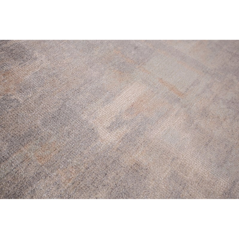 All-Over Abstract Modern Area Rug Handmade Grey Wool Carpet - 5'4" x 7'6"