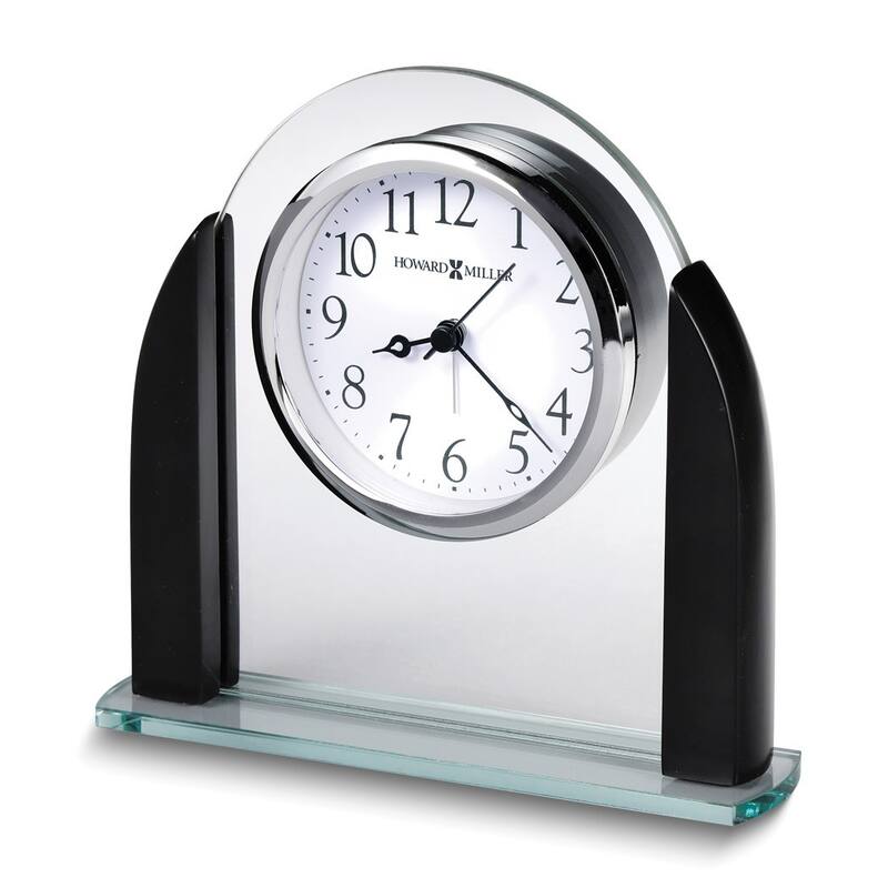 Curata Aden Glass and Black Finished Wood Quartz Alarm Clock
