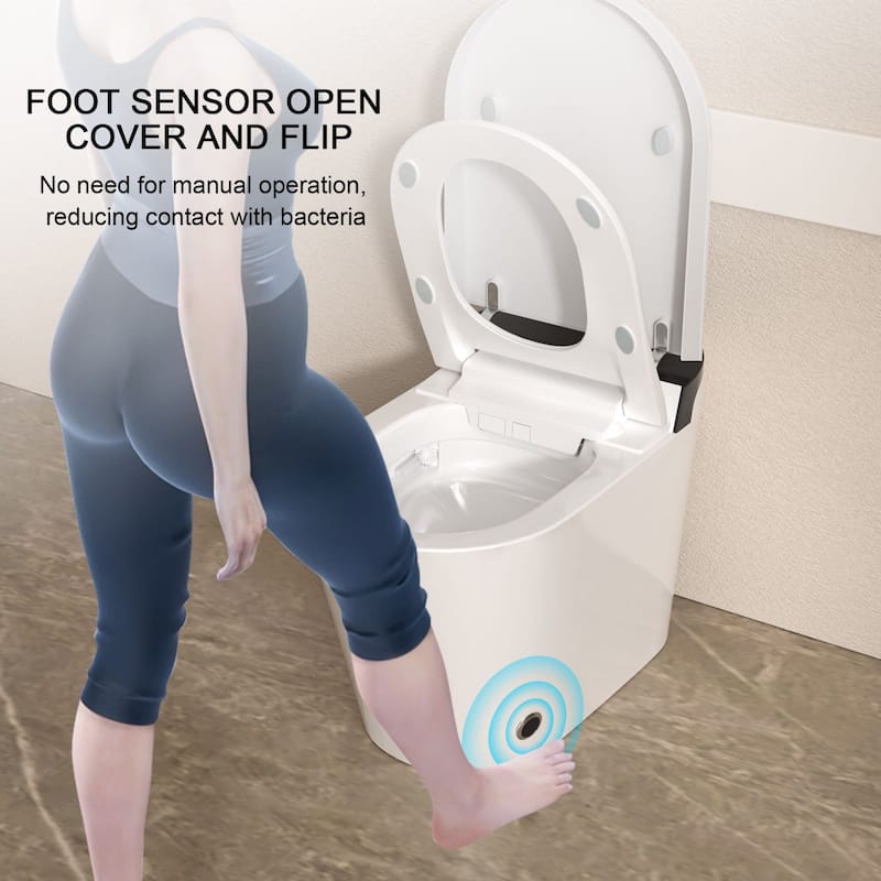 1-Piece 1.28 GPF Auto Single Flush Elongated Bidet Toilet Smart Toilet in White