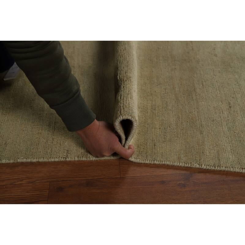 Sage Green Gabbeh Modern Area Rug Handmade Wool Carpet - 6'3" x 9'9"