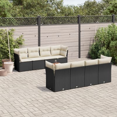 vidaXL Garden Sofa Set Black Poly Rattan