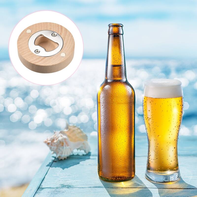 Wooden Fridge Magnet Beer Bottle Opener for Refrigerator, Wooden