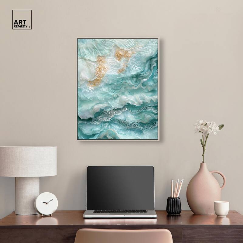 Teal Tiered Turbulence Canvas by Art Remedy