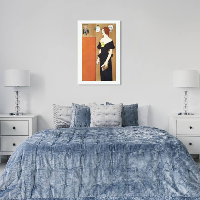 Wynwood Studio Canvas Fashion and Glam Woman in black dress - Edward Penfield Orange and Vintage Wall Art Canvas Print - 36 x 24