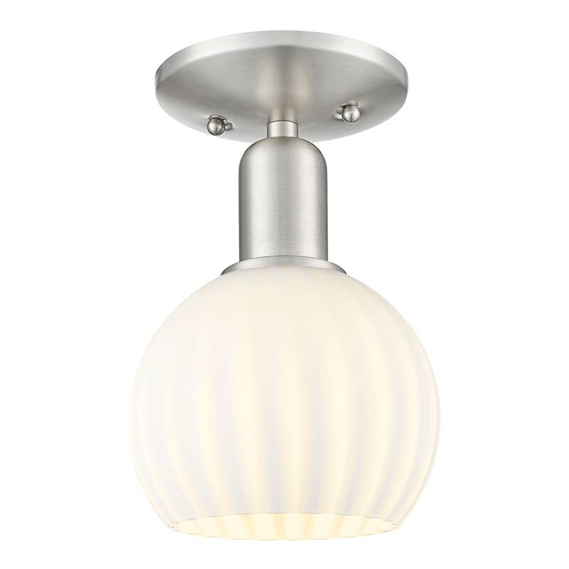 Innovations Lighting 716-1C-10-6 White Venetian Semi-Flush White - Brushed Satin Nickel / White Venetian